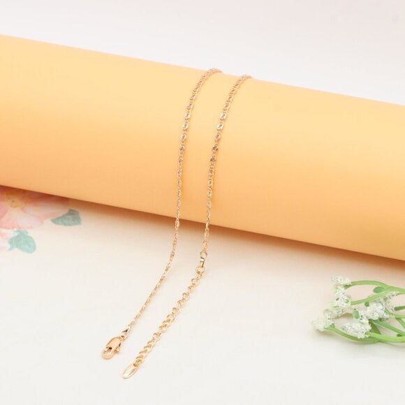 Elegant Rose Gold Necklace with Textured Chain & Adjustable Length, XPNL0402 - Picture 11 of 11